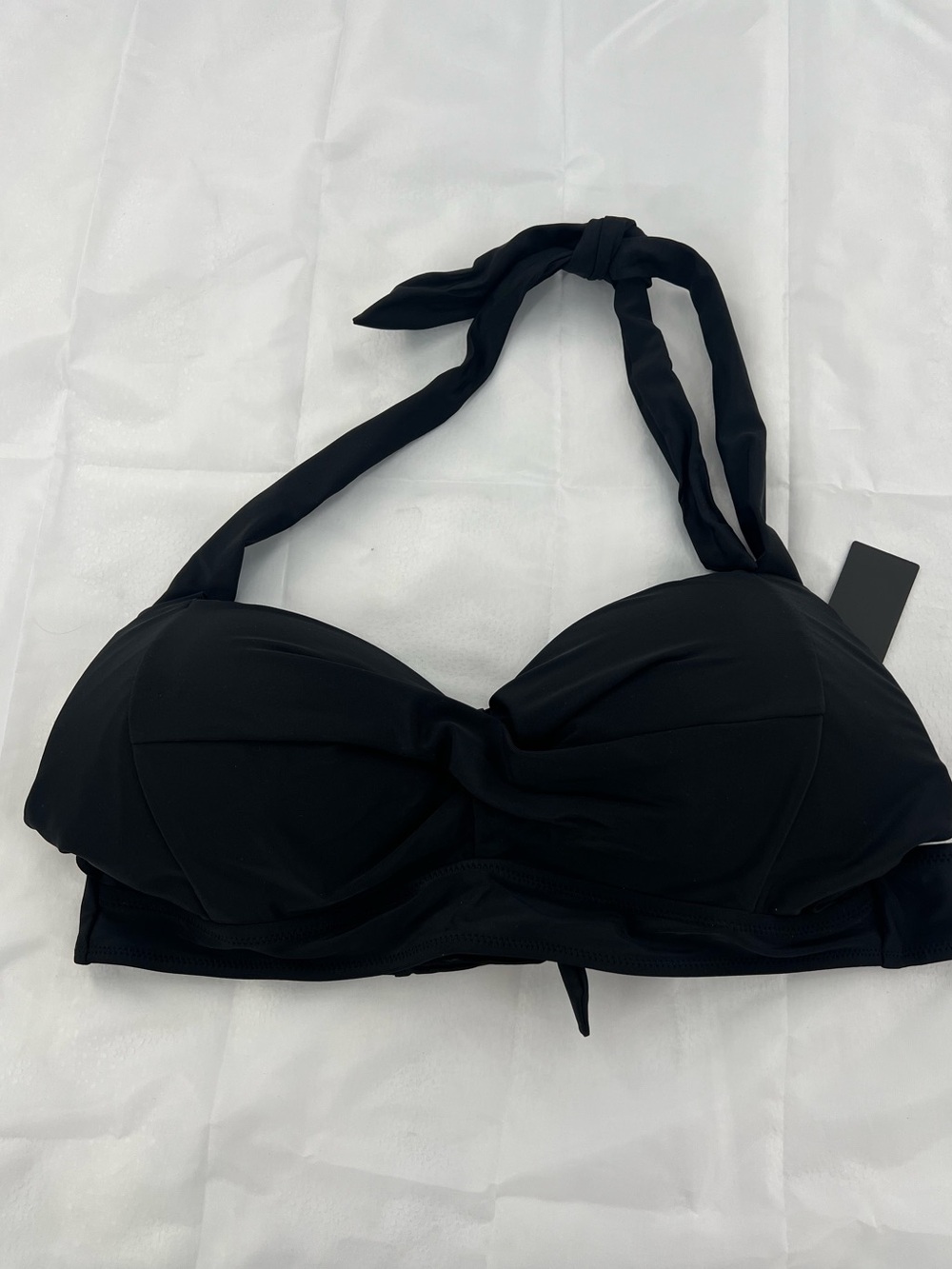Tempt Me Black Bandeau Swim Top with Halter Tie